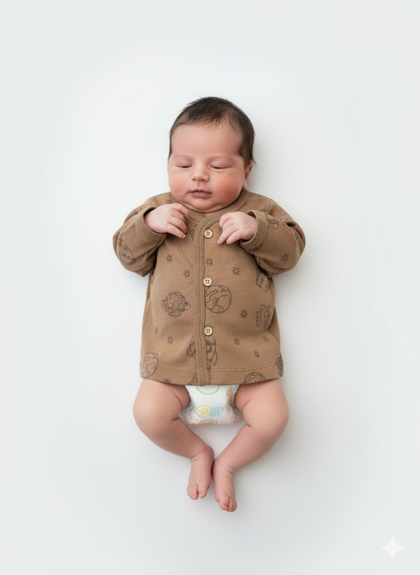 Baby Unisex Front Open Full Sleeves 100% Cotton T-Shirt ( 3 Pairs )