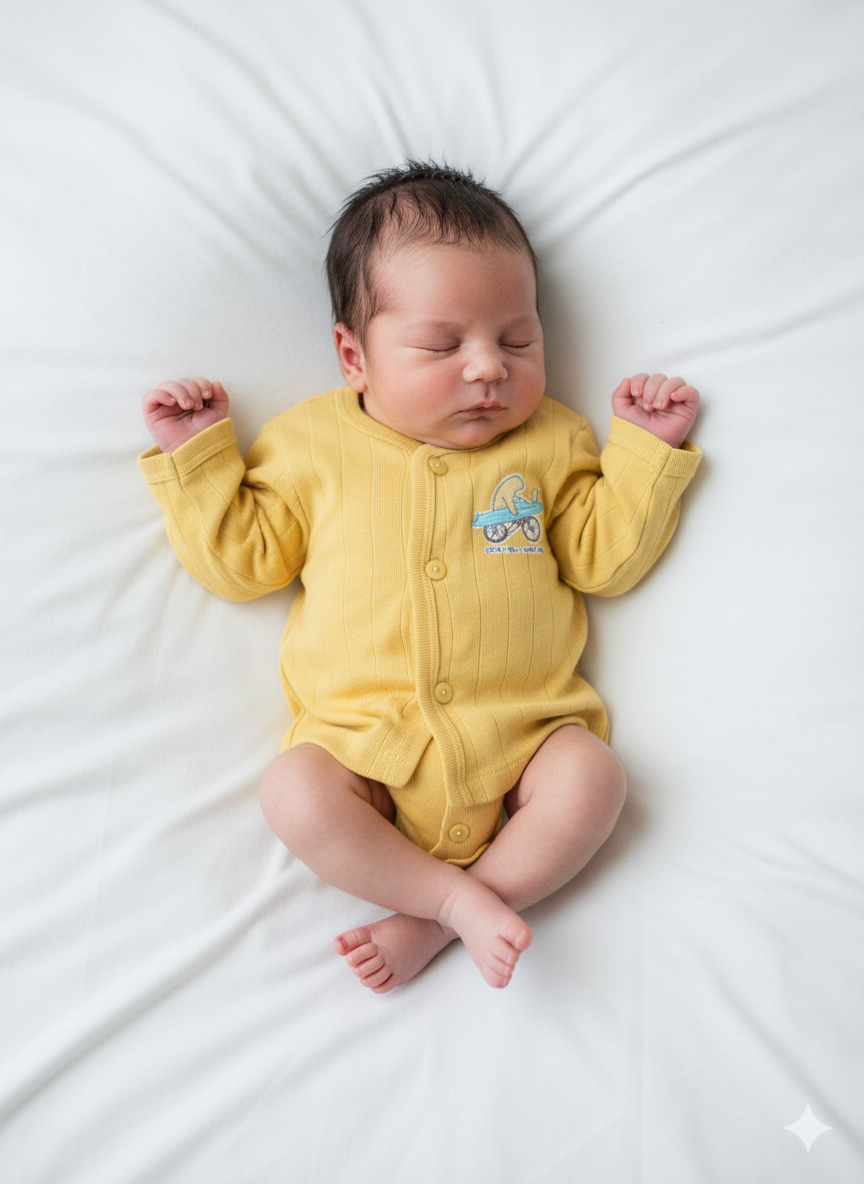 Baby Unisex Front Open Full Sleeves 100% Cotton T-Shirt ( 3 Pairs )