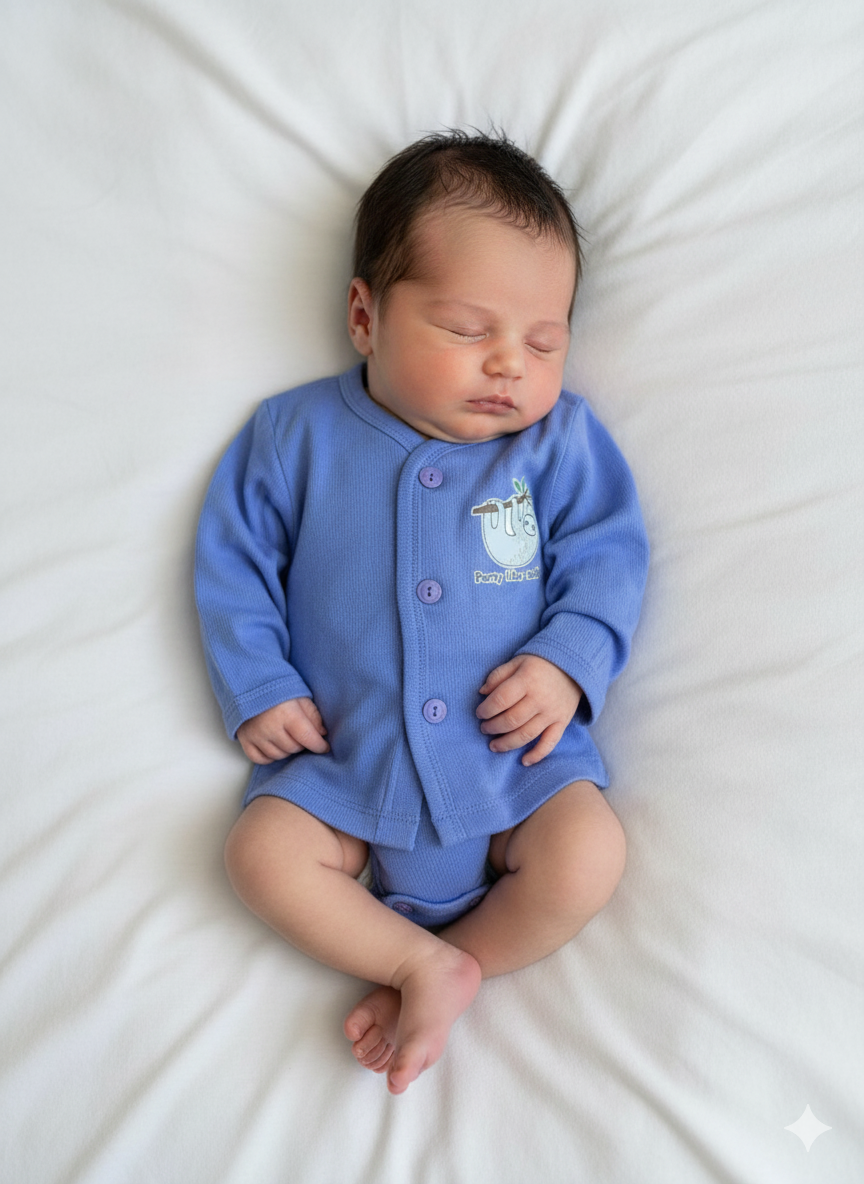 Baby Unisex Front Open Full Sleeves 100% Cotton T-Shirt ( 3 Pairs )