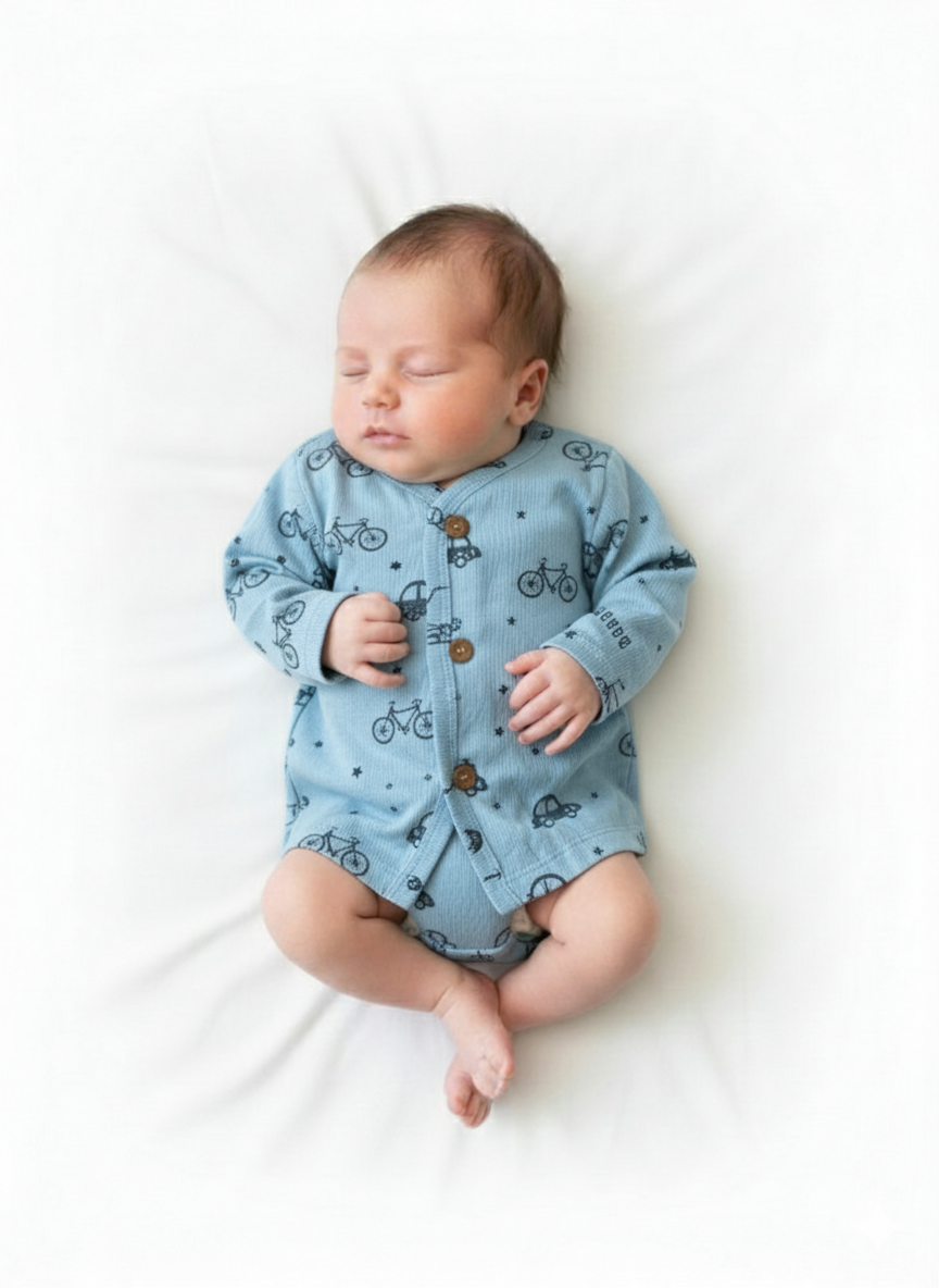 Baby Unisex Front Open Full Sleeves 100% Cotton T-Shirt ( 3 Pairs )