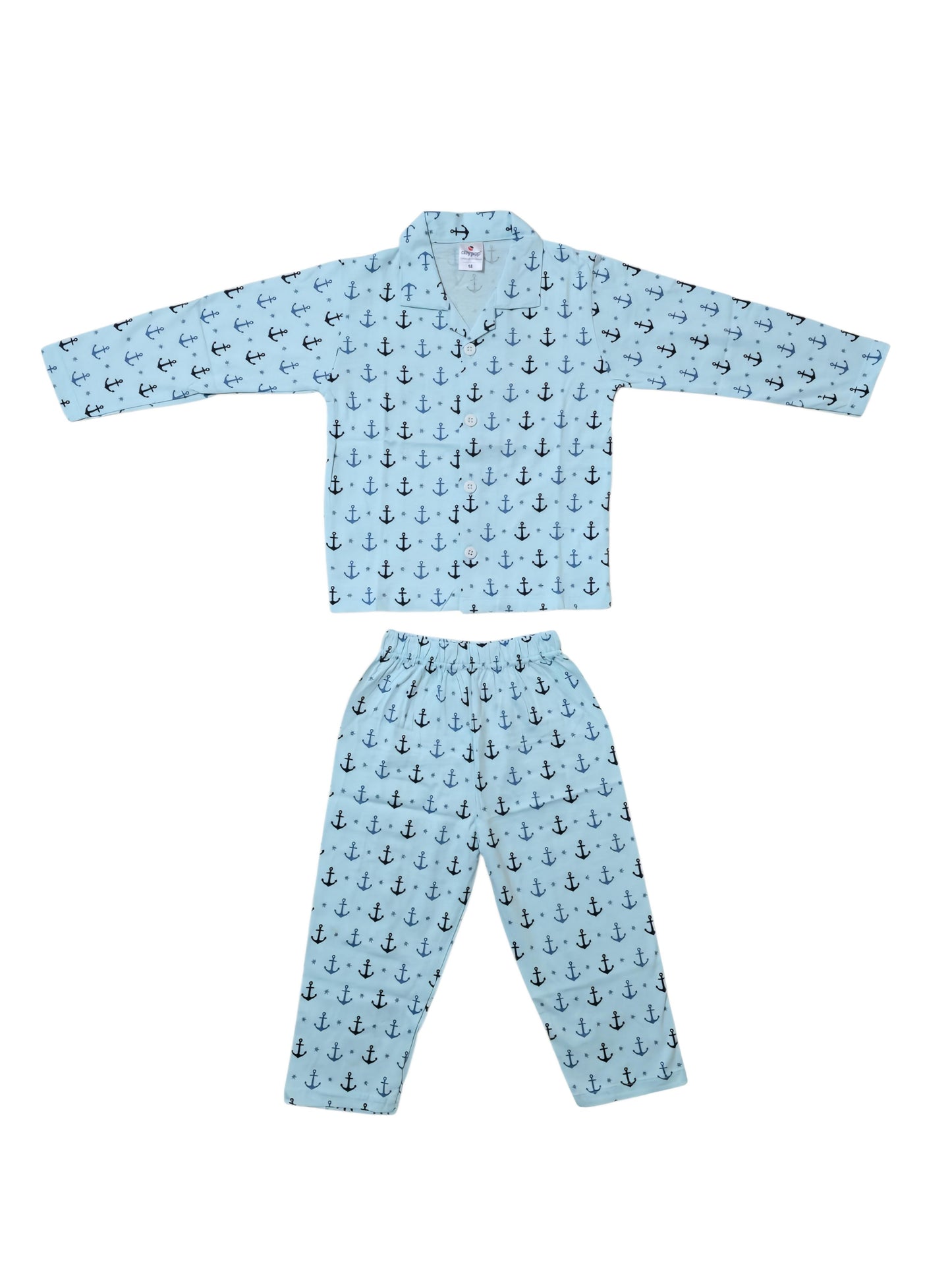Boutique Girls Boys Pajamas Set Collared Long Sleeve Sleepwear
