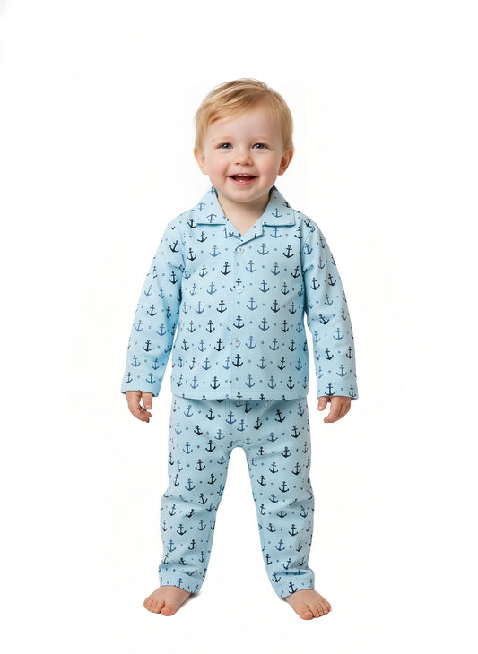 Boutique Girls Boys Pajamas Set Collared Long Sleeve Sleepwear